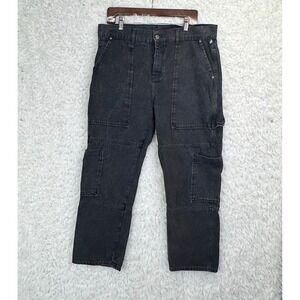 Ragged Jeans Cargo Carpenter Pants 34X28 Black Charcoal Denim Streetwear Utility